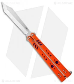 BRS Premium Replicant Balisong Butterfly Knife Orange G-10/Purple Ti (4.5" SW)