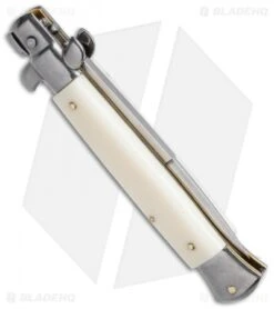 Frank B 9" Italian Stiletto Automatic Knife Sim. Ivory (4" Satin Bayo) -Cheap Knives Store frank b 9in sim ivory bayo side