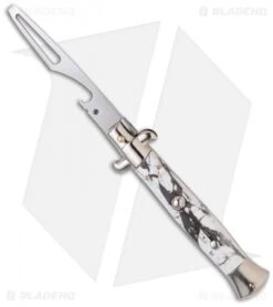 Frank B 8.5" Italian Stiletto Automatic Bottle Opener White Marble