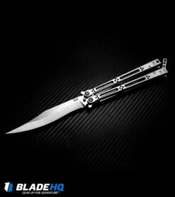 Hom Design Basilisk-R Titanium Balisong Butterfly Knife (4.6" Satin) Ti Spacers -Cheap Knives Store hom design baskilisk r ti satin BHQ 36921 dl