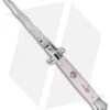 SKM 9" Italian Stiletto Automatic Knife Pink Pearlex (3.8" Satin Kriss) -Cheap Knives Store skm 9in pink pearl kriss cm