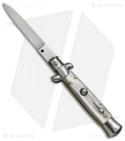 SKM 7" Italian Stiletto Automatic Knife White Pearlex (3" Satin Flat)